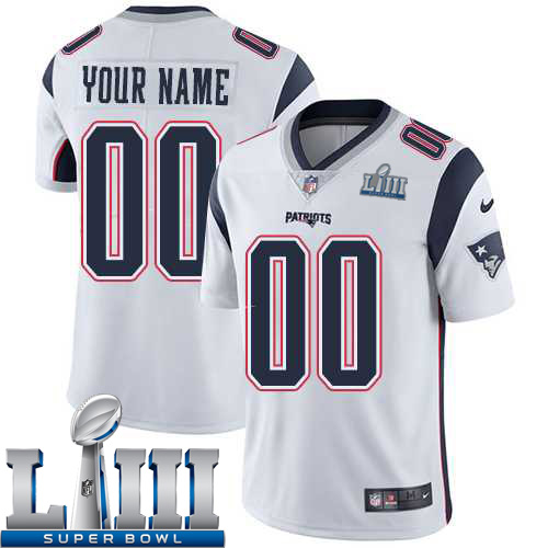 Custom Men New England Patriots White Limited Vapor Untouchable Nike 2019 Super Bowl LIII NFL Jersey->women nfl jersey->Women Jersey